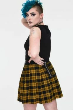JAWBREAKER Teen Spirit Tartan Pleated Skirt -Clorhing Shop teen spirit yellow tartan pleated skirt ska 3735 05.990 300x