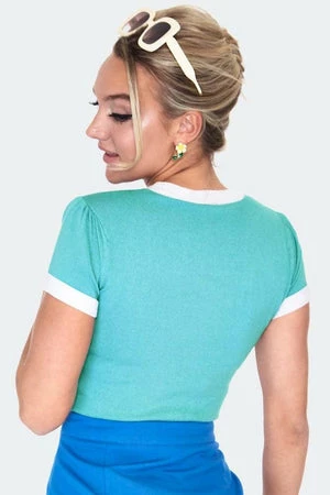 Voodoo Vixen Tie Neck SS Sweater 2 Voodoo Vixen Tie Neck SS Sweater - Image 2