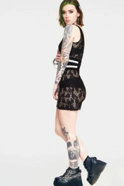 JAWBREAKER Tied Up In Lace Cross Front Dress -Clorhing Shop tied up in lace cross front dress jawbreaker 4 300x