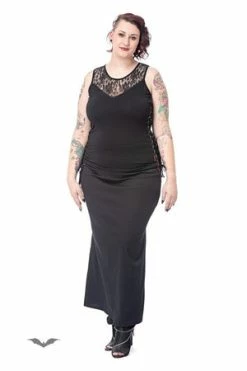 QUEEN OF DARKNESS Top With Lace Insert And Side Lacing -Clorhing Shop top with lace insert and side lacing queen of darkness 4 300x