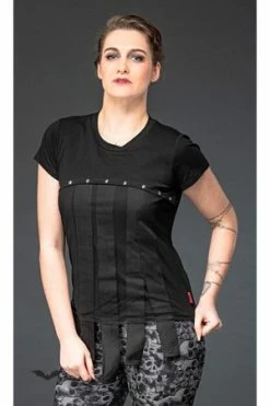 QUEEN OF DARKNESS Top With Mesh On The Front And Decorative Studs
