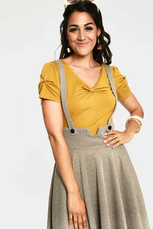 Voodoo Vixen Toyin Herringbone Overall Skirt 4 Voodoo Vixen Toyin Herringbone Overall Skirt - Image 4