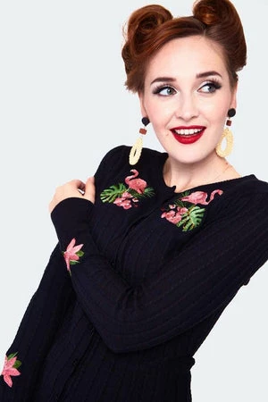 Voodoo Vixen Tropical Flamingo Emb Cardigan 4 Voodoo Vixen Tropical Flamingo Emb Cardigan - Image 4