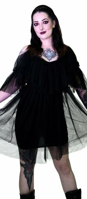 Dr Faust Vapour Mesh Black Sheer Mini Dress - Cardi 3 Dr Faust Vapour Mesh Black Sheer Mini Dress - Cardi - Image 3