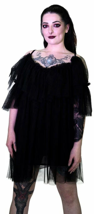 Dr Faust Vapour Mesh Black Sheer Mini Dress - Cardi 1 Dr Faust Vapour Mesh Black Sheer Mini Dress - Cardi