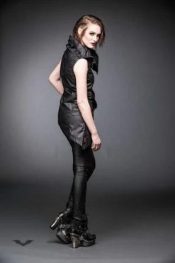 QUEEN OF DARKNESS Vest With Big Collar And Asymmetric Zipper -Clorhing Shop vest with big collar and asymmetric zipper queen of darkness 4 300x