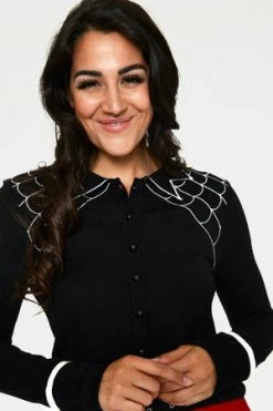 Voodoo Vixen Virginia Long Sleeve Spider Web Collar Cardigan