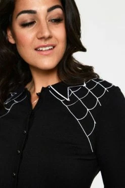 Voodoo Vixen Virginia Long Sleeve Spider Web Collar Cardigan -Clorhing Shop virginia long sleeve spider web collar cardigan caa 3508 03.1021 300x