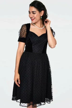 Voodoo Vixen Vonda Velvet Polka Dot Burnout Flared Dress 1 Voodoo Vixen Vonda Velvet Polka Dot Burnout Flared Dress
