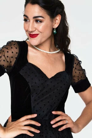 Voodoo Vixen Vonda Velvet Polka Dot Burnout Flared Dress 5 Voodoo Vixen Vonda Velvet Polka Dot Burnout Flared Dress - Image 5