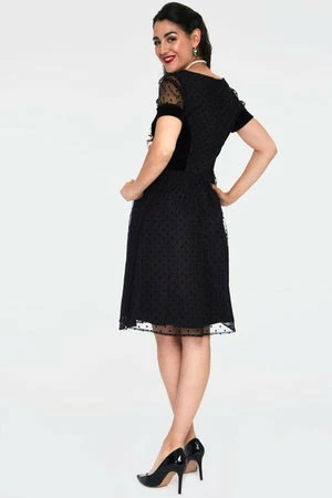 Voodoo Vixen Vonda Velvet Polka Dot Burnout Flared Dress 2 Voodoo Vixen Vonda Velvet Polka Dot Burnout Flared Dress - Image 2