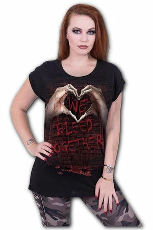 Spiral We Bleed Together - Turnup Sleeve Loosefit Tee 2 Spiral We Bleed Together - Turnup Sleeve Loosefit Tee - Image 2