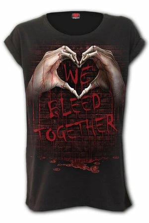 Spiral We Bleed Together - Turnup Sleeve Loosefit Tee 1 Spiral We Bleed Together - Turnup Sleeve Loosefit Tee