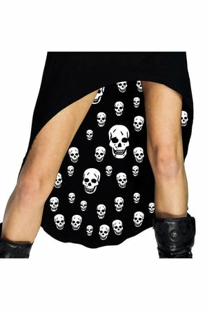 Dr Faust White Inner Skulls Nu Goth Black High-Low Dress - Raven 2 Dr Faust White Inner Skulls Nu Goth Black High-Low Dress - Raven - Image 2