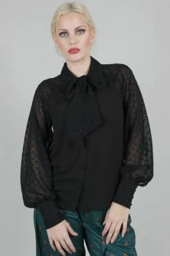 Voodoo Vixen Winona Neck Tie Chiffon Blouse -Clorhing Shop winona neck tie chiffon blouse voodoo vixen 4 300x
