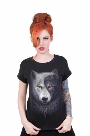 Spiral Wolf Chi - Boatneck Cap Sleeve Top Black 2 Spiral Wolf Chi - Boatneck Cap Sleeve Top Black - Image 2