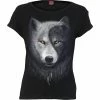Spiral Wolf Chi - Boatneck Cap Sleeve Top Black