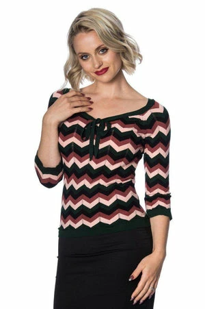 Banned Zoey Zig Zag Bow Front Top 1 Banned Zoey Zig Zag Bow Front Top